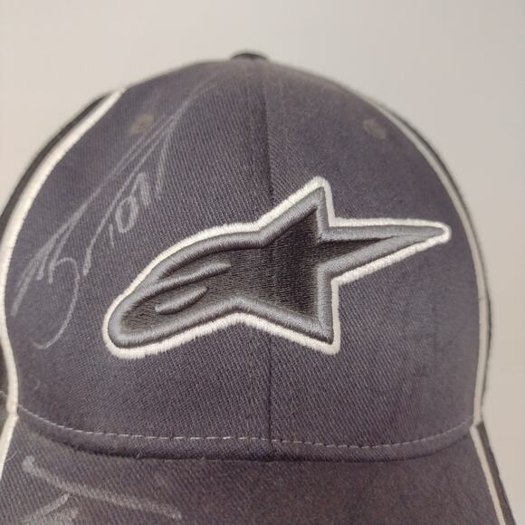 Alpinestars Flexfit Hat Size S-M Black Embroidered Logo 4 Autographs SEE DESC - Picture 3 of 11